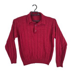 Mens Raffi Murano Red Knit 1/4 Button Cashmere Silk Blend Sweater Long Sleeve M